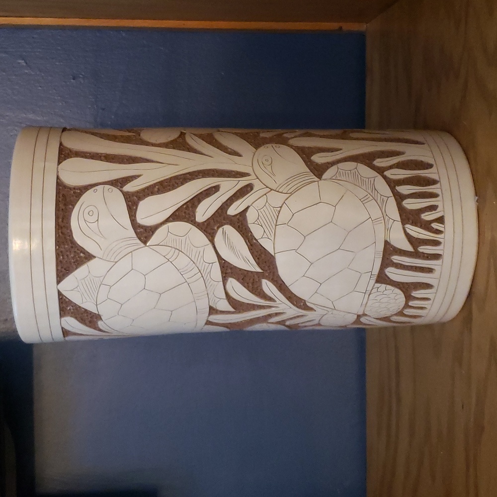 Hand Made Clay Decor Vase from Nicaragua.  H12" x D6".